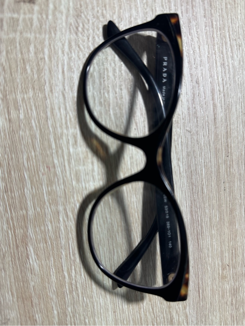 Prada Black with Tortoiseshell Accent Round Optical Frames
